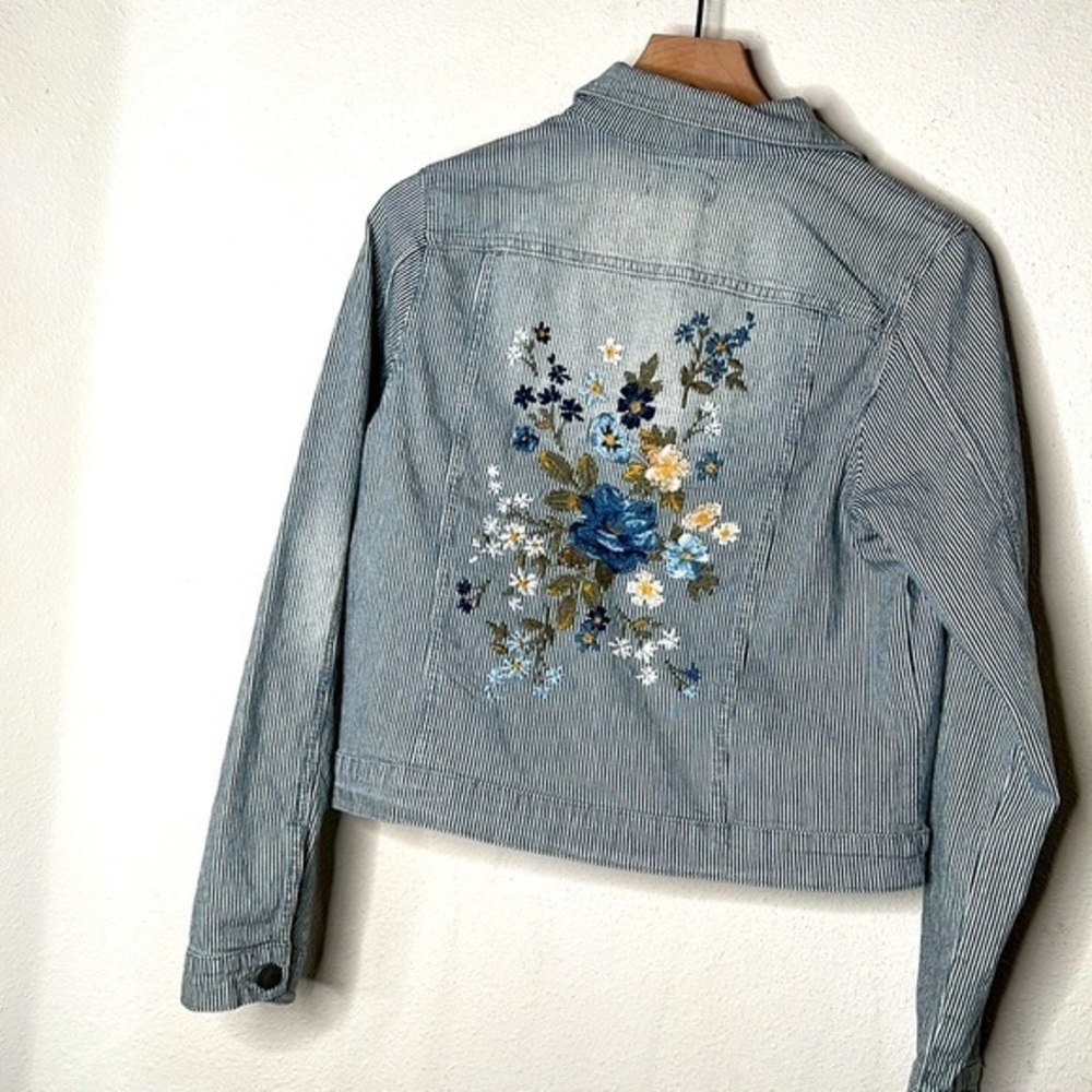 Driftwood Jacket in Pinstripe Lagoon Blue, size S NWT - Picture 2 of 6